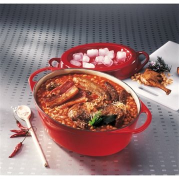 Faitouts, cocottes et marmites : Cocotte Ovale Doufeu 6,9L Rouge